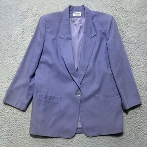 ALFRED DUNNER WOMEN's Size 12 Purple Blazer Jacket 1‎ Button Made In USA